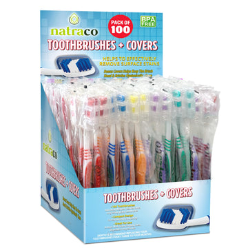 Bulk Toothbrush Pack With Hygienic Covers Premium Quality Individually Wrapped Colorful Tooth Brushes Medium Soft Bristles Per