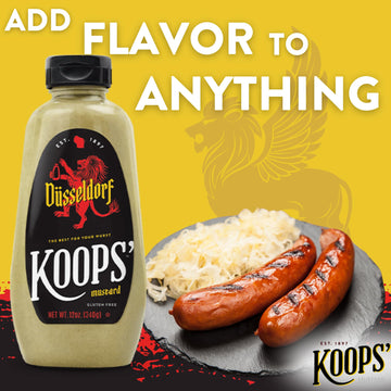 KOOPS Dusseldorf Mustard, German-Style Bratwurst Mustard, Gluten-Free, Kosher, 12 Oz, Pack of 6