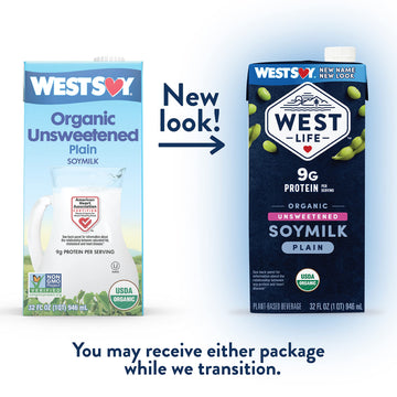 Westsoy Organic Unsweetened Soy Milk, Vegan, Low Sugar, 32oz (Pack of 12)