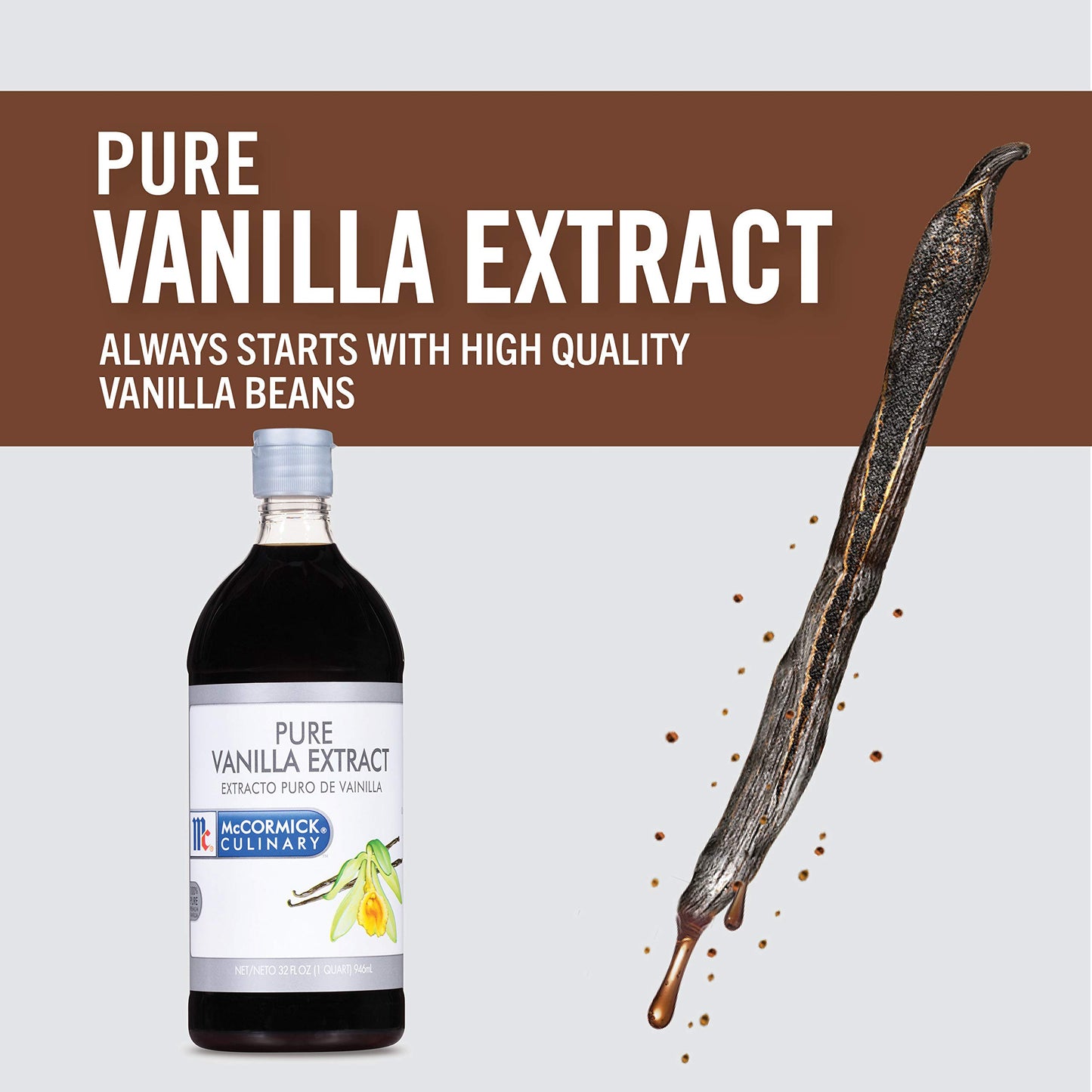 McCormick Culinary Vanilla Extract, Pure, Gluten Free, 32 fl oz, Dark Pure