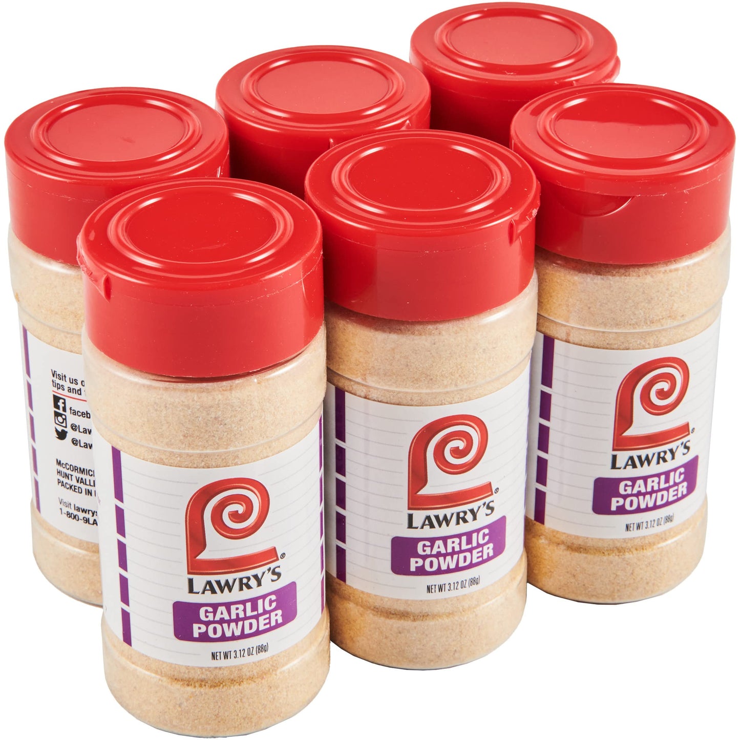 Lawrys Garlic Powder, 3.12 oz (Pack of 6)