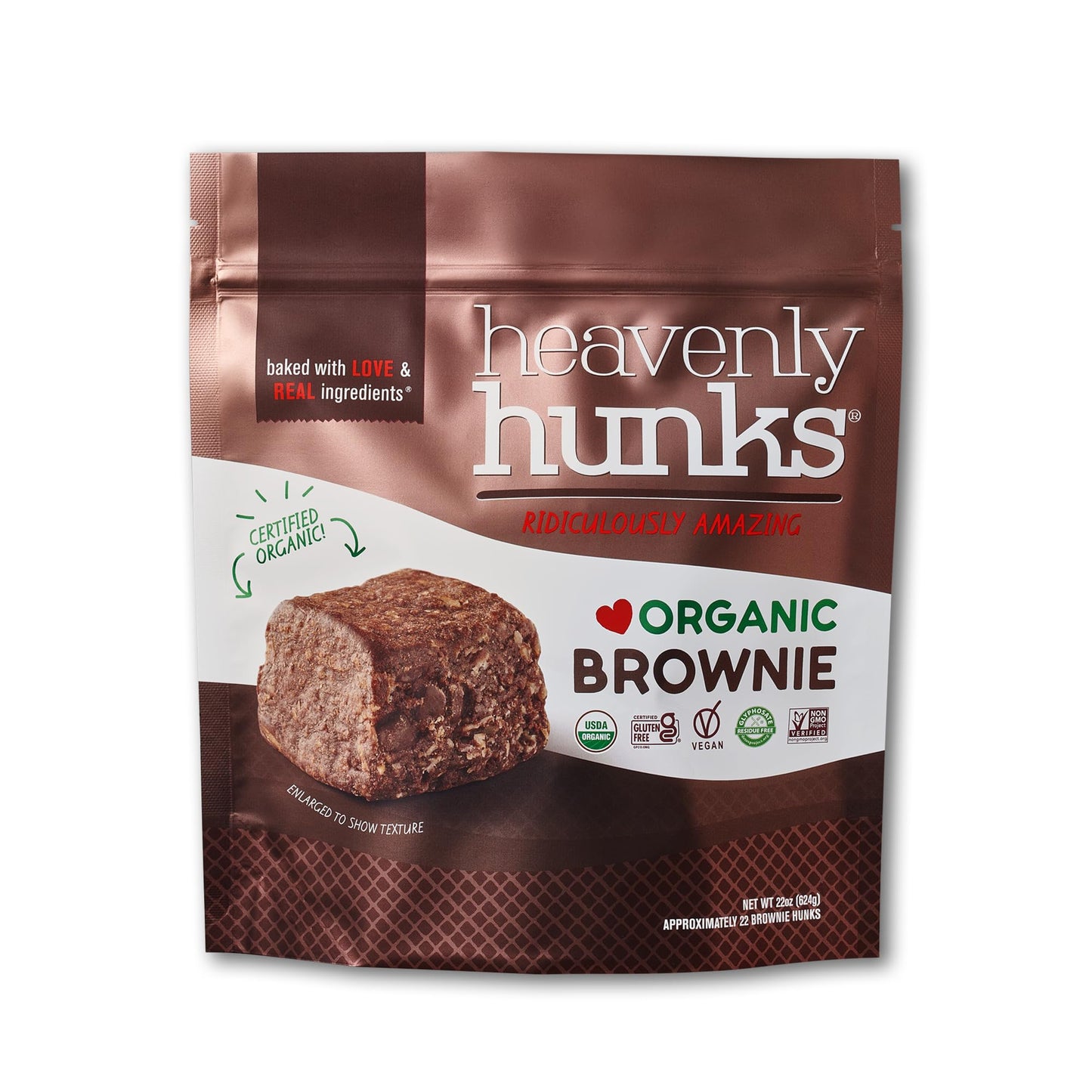 Heavenly Hunks Organic Chocolate Brownie 22oz Bag