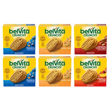 Belvita Breakfast Biscuits Variety Pack, 4 Flavors, 30 Total Packs, 8.8 oz (6 Boxes) - Healthy Snack Option