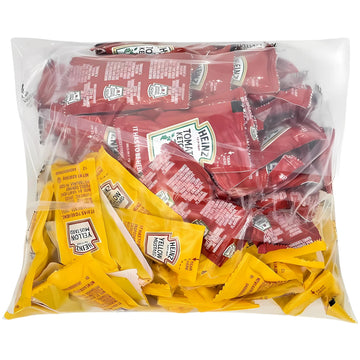 Heinz Condiment Packets Ketchup and Mustard (100 Total; 50 Each Flavor)