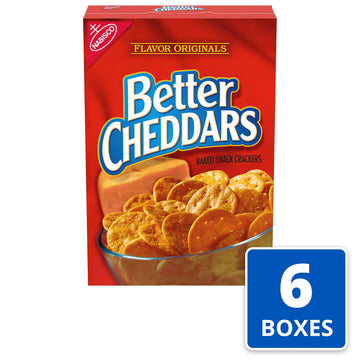 Nabisco Better Cheddars Baked Cheese Crackers, 6.5 Ounce Boxes, Pack of 6