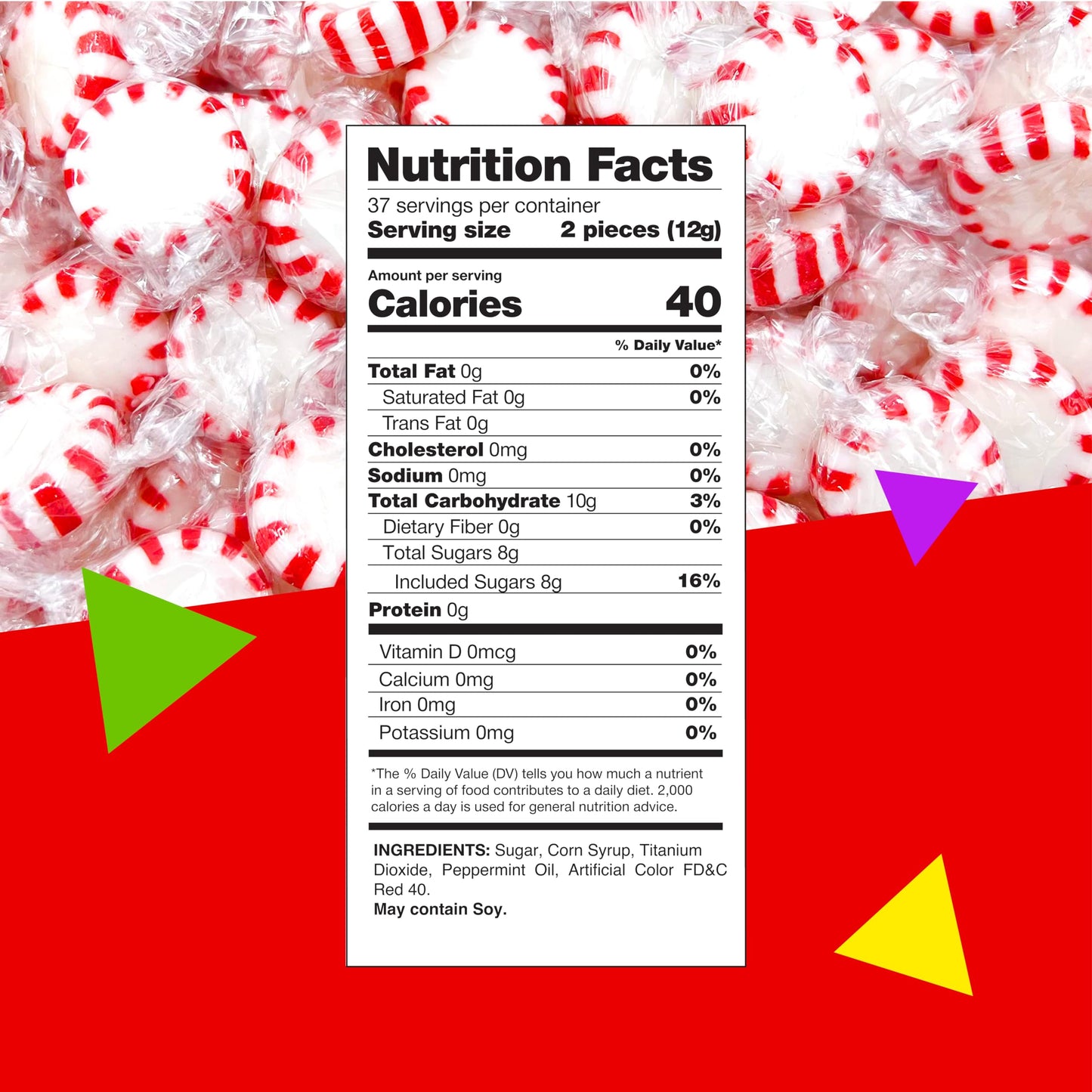 LaetaFood Starlight Peppermints Red White Stripped Hard candy Individually Wrapped (1 Pound Bag)