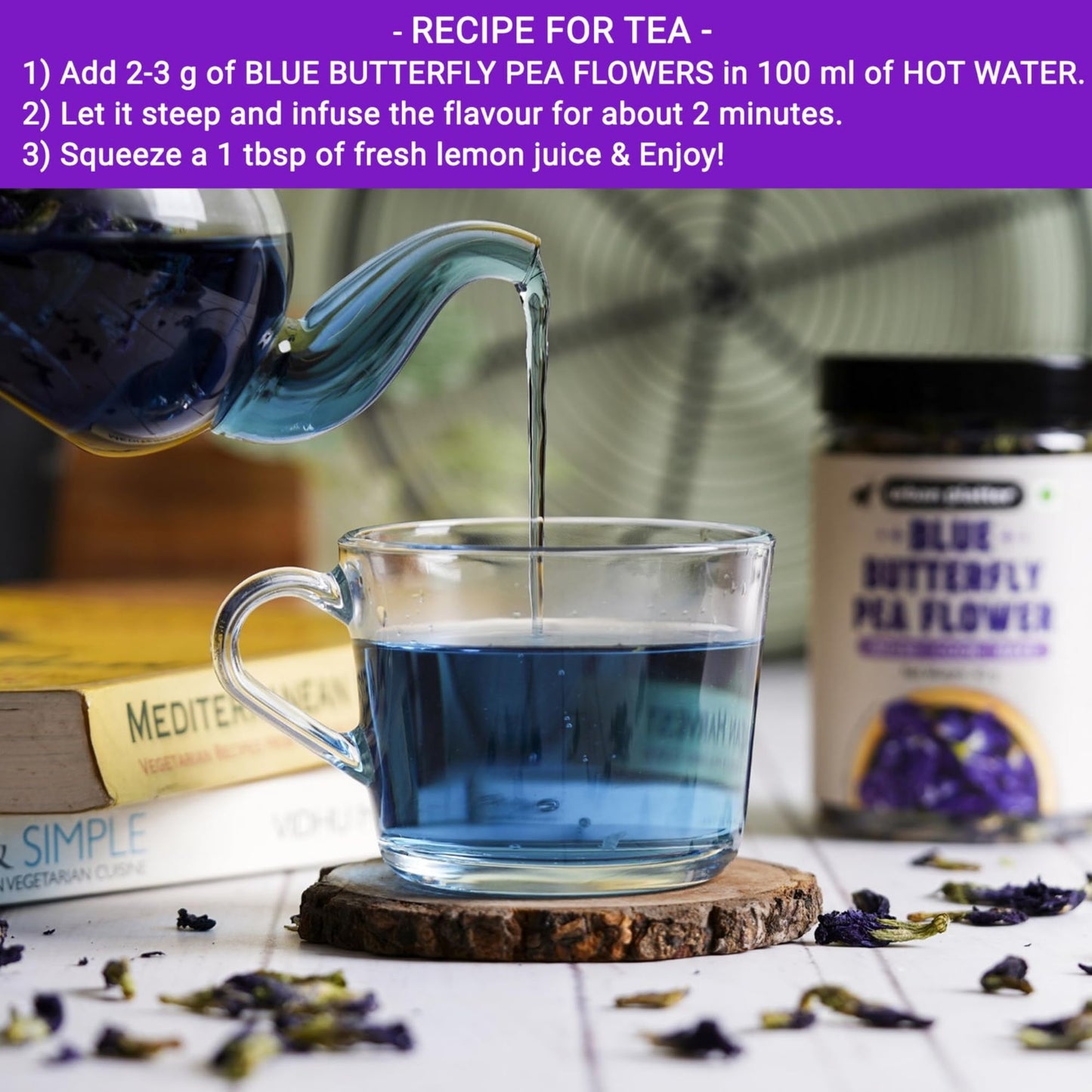 Urban Platter Blue Butterfly Pea Flower | 1.41 Oz (120+ Cups) | Dried Flowers For Tea | Rich In Antioxidants | Caffeine-Free Herbal Tea | Natural Blue & Purple Color For Iced Teas & Cocktails