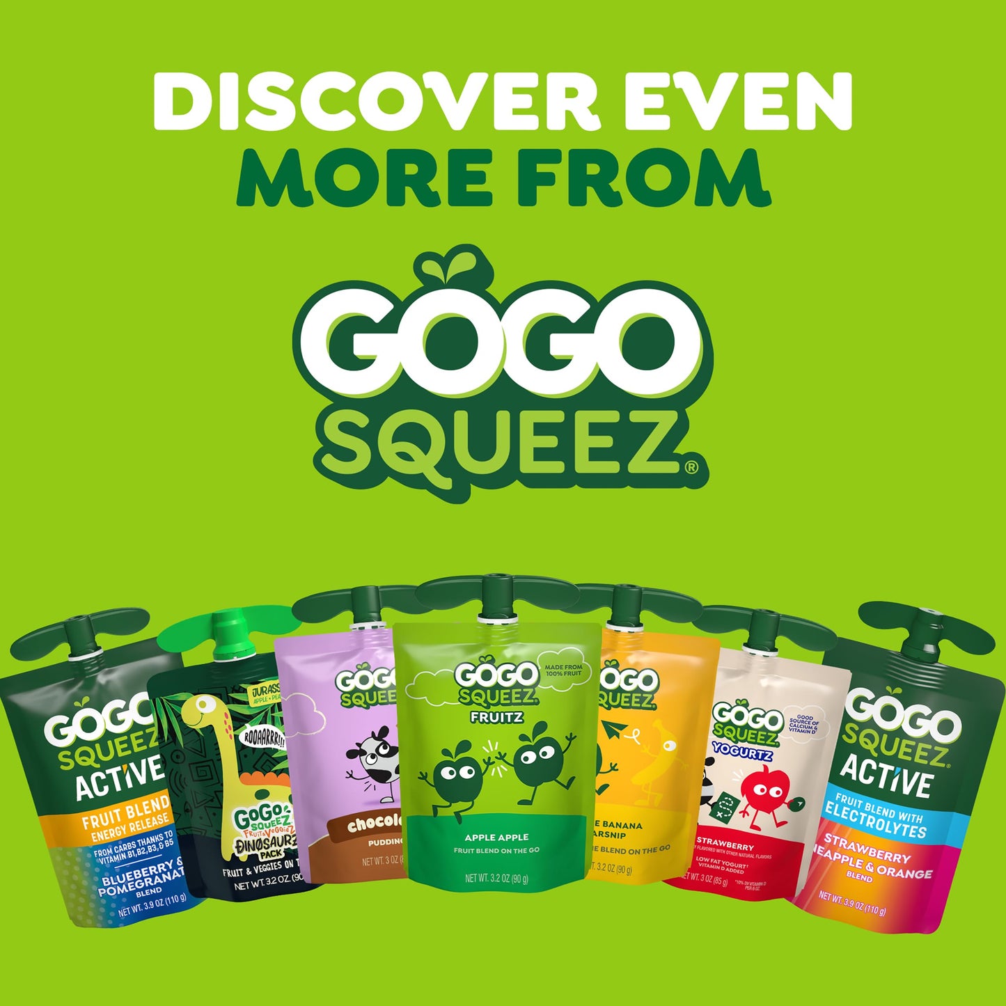 GoGo squeeZ Organic Fruit & veggieZ Applesauce and Puree Variety Pack, Pedal Peach and Boulder Berry, 3.2 oz (Pack of 12), Unswe