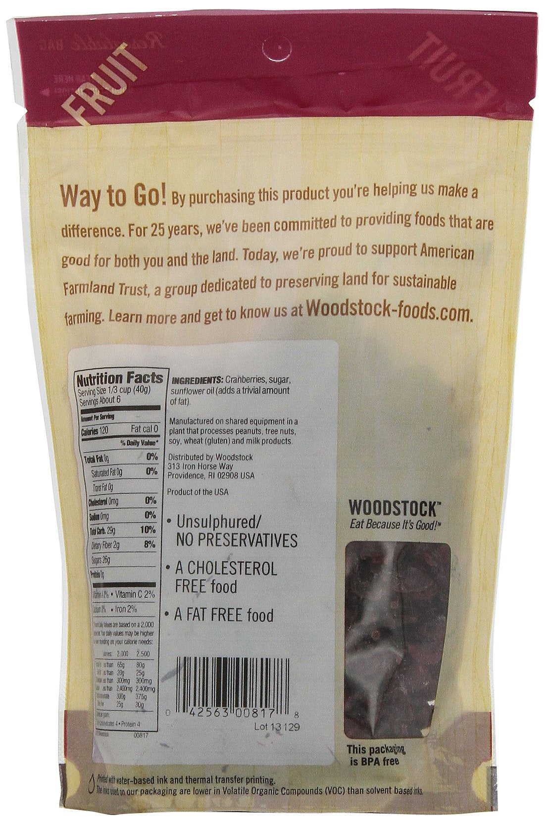 Woodstock Farms Sweet Cranberry 8.5 Oz