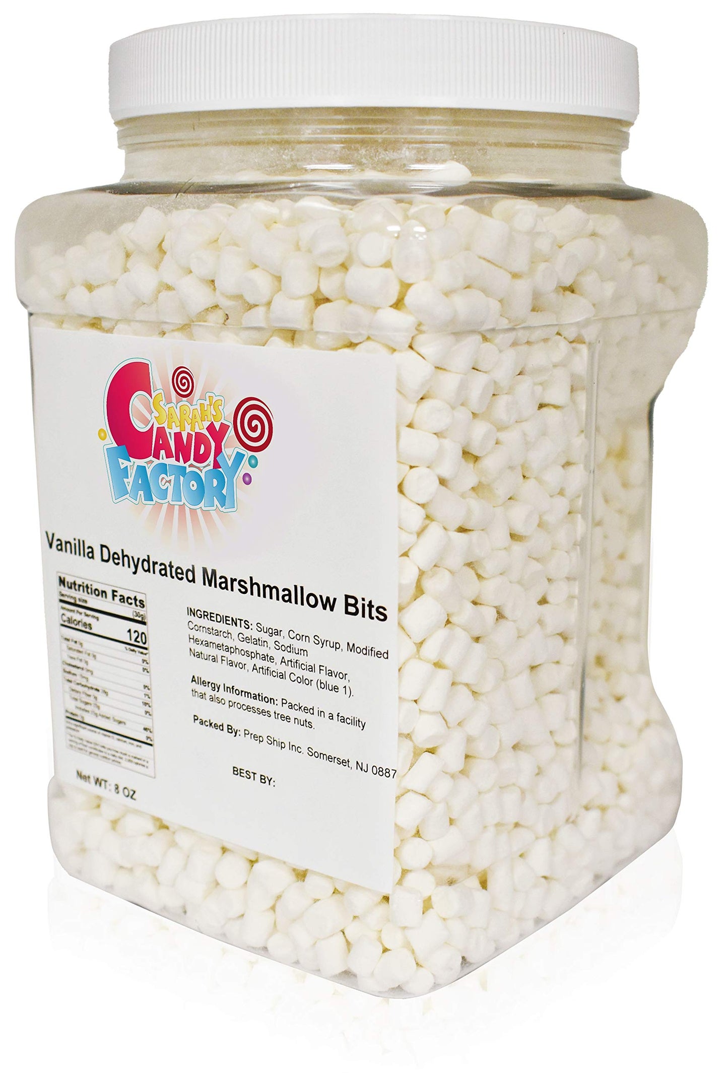 Sarah s Candy Factory Vanilla Mini Dehydrated Marshmallow Bits in Jar, 8 Oz