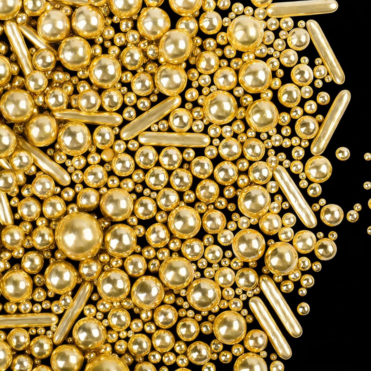 Gold Sprinkles for Cake Decorating, 4.6 oz Edible Pearls Rods Sugar Sprinkles for Baking Cupcake Cookies Ice Cream