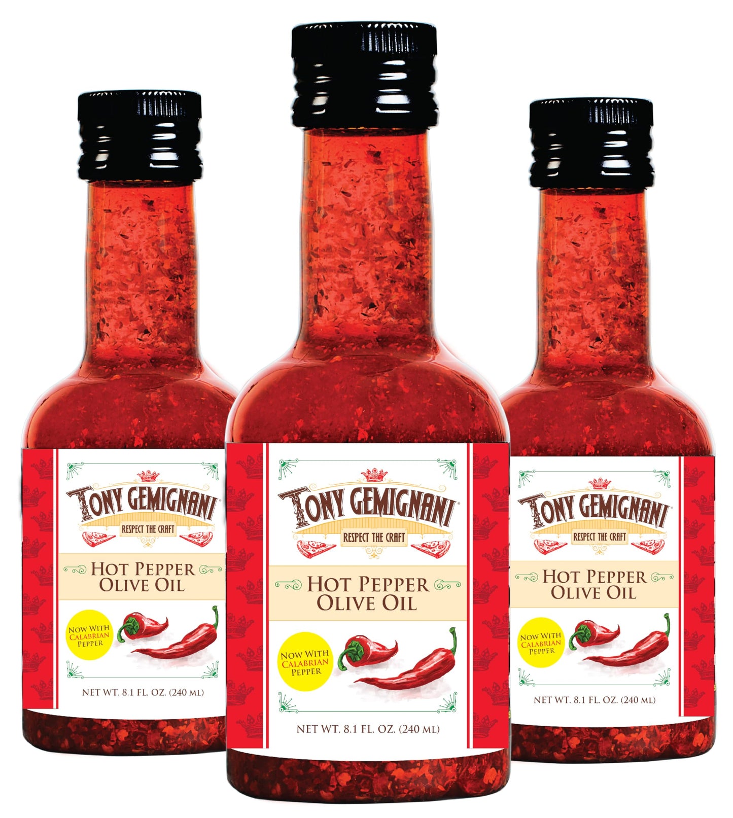 Tony Gemignani Hot Pepper Olive Oil (3-Pack, 8.1oz Bottles)
