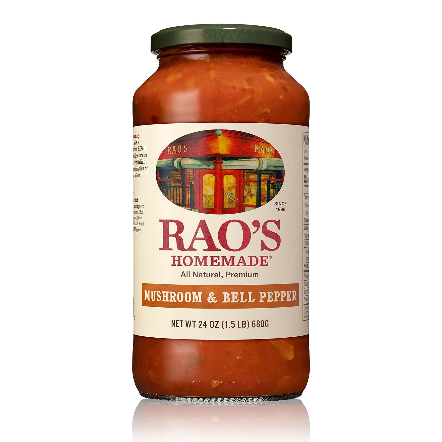 Raos Homemade Mushroom and Bell Pepper Sauce, 24 oz, Tomato Sauce, All Purpose, Keto Friendly Pasta Sauce, enhanced Quality Tomatoes from Italy, Mushrooms, and Bell Peppers