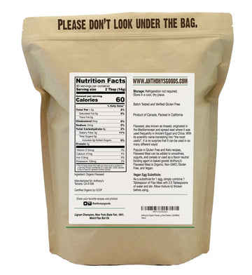 Anthony's Organic Flaxseed Meal, 2.5 lb - Gluten Free, Cold Milled, Ultra Fine Powder, Keto Friendly, Non-GMO