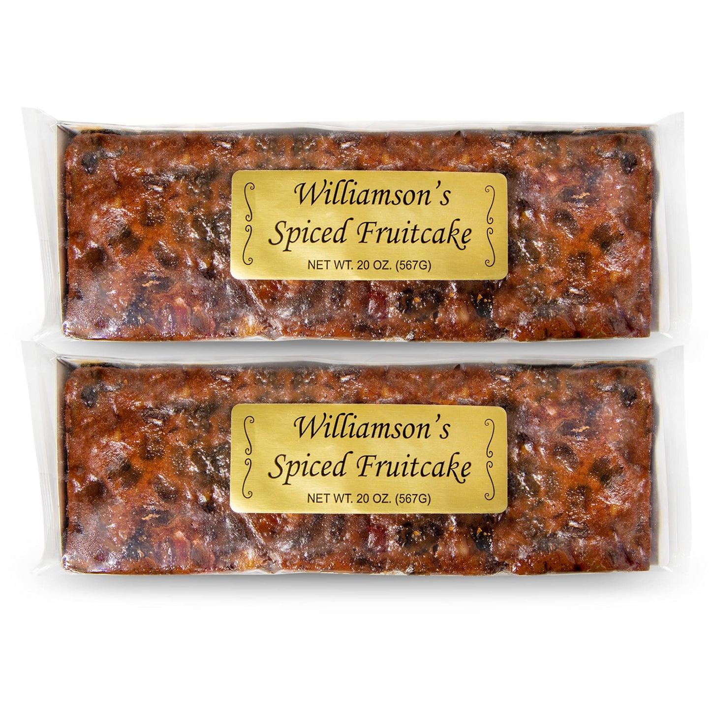 Williamsons Spiced Fruitcake, Fruit Cake, Freshly Made, Gourmet Snack, Food Gift with Fine Fruits and Nuts (20 Oz, Pack of 2)