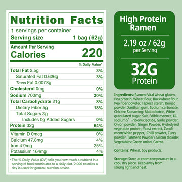 VOLO VERO High Protein (32g) Instant Ramen Noodles Soup Chicken Flavor 8 Packs Vegan Plant-Based Non-Fried Low Carb Low Fat Egg-Free Dairy Free Healthy Asian Meal