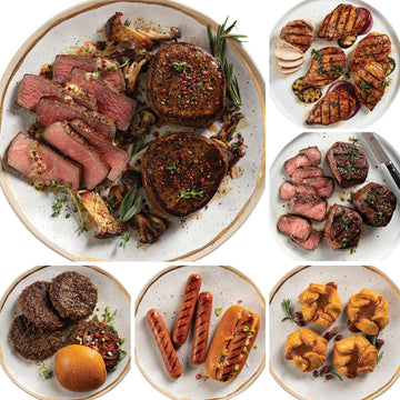Omaha Steaks Ultimate Gift Package - Butchers Cut Filet Mignons Top Sirloins Chicken Breasts Burgers Gourmet Franks Fries Desserts & Seasoning - enhanced Meat & Meal Gift Box