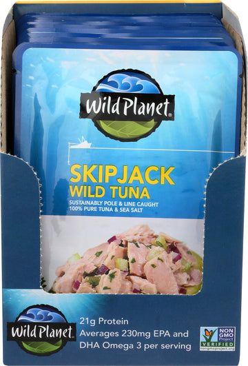 Wild Planet Skipjack Wild Tuna Sea Salt Pouch Keto And Paleo 3Rd Party Mercury Tested 3 Ounce (Pack Of 12)