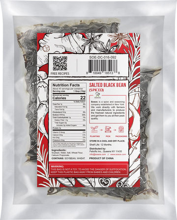 Soeos Chinese Douchi, Fermented Black Beans, 15.94 Oz (452G), 2 Packs Of 226G Each