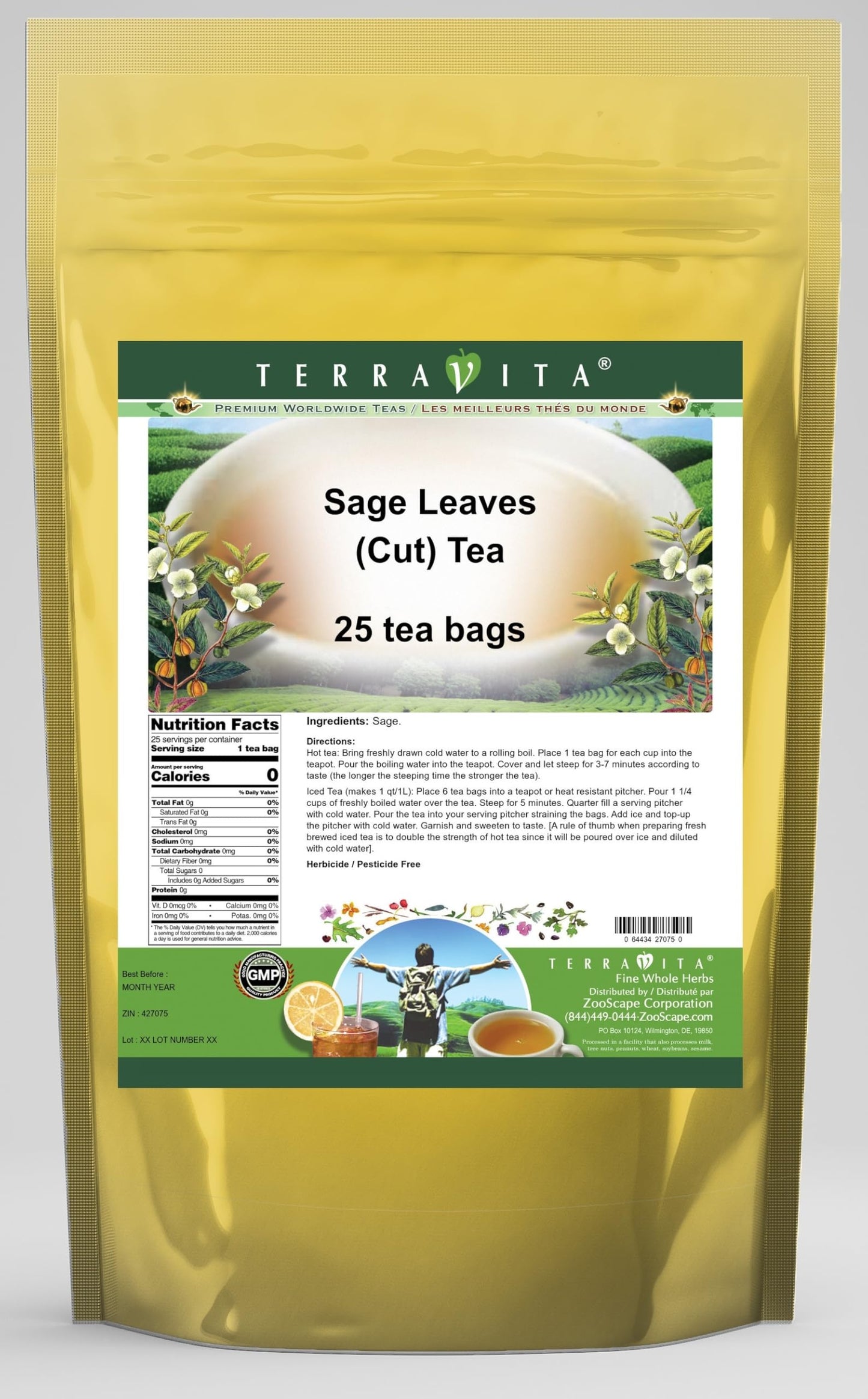 Sage Leaves (Cut) Tea (25 tea bags, ZIN: 427075) - 2 Pack