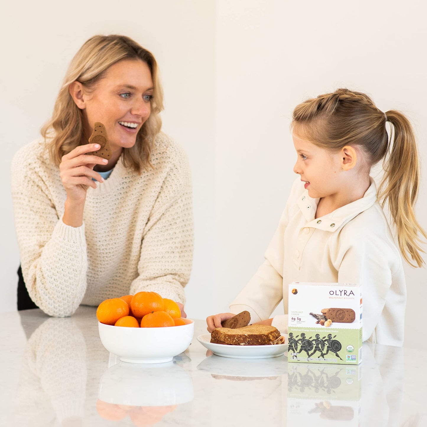 Olyra Hazelnut Carob Breakfast Biscuits, Healthy Snacks for Kids and Adults, Low Sugar, High Fiber, Vegan Organic Cookies, with