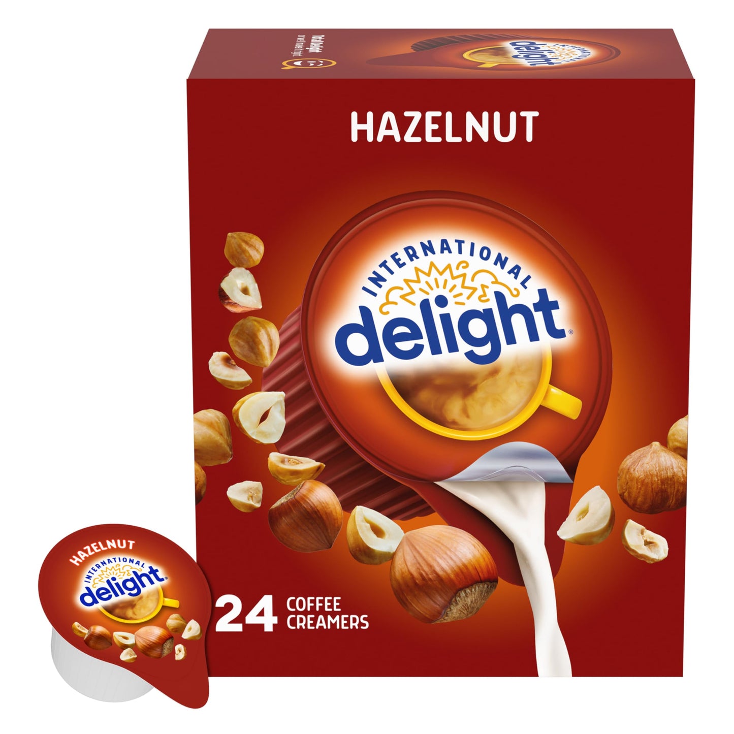 International Delight Coffee Creamer Singles, Hazelnut, 24 Count