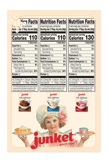 Junket Ice Cream Mix Bundle - 2 Vanilla, 2 Chocolate, 2 Strawberry (6 Total)