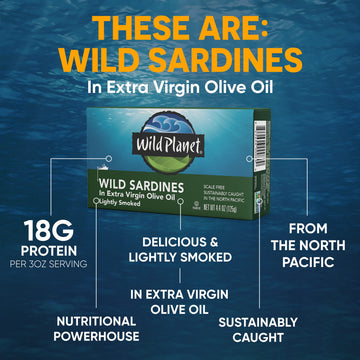 Wild t Wild Sardines in Extra Virgin Olive Oil, Lightly Smoked, 4.4 Ounce (Pack of 12), Non-GMO, Gluten Free