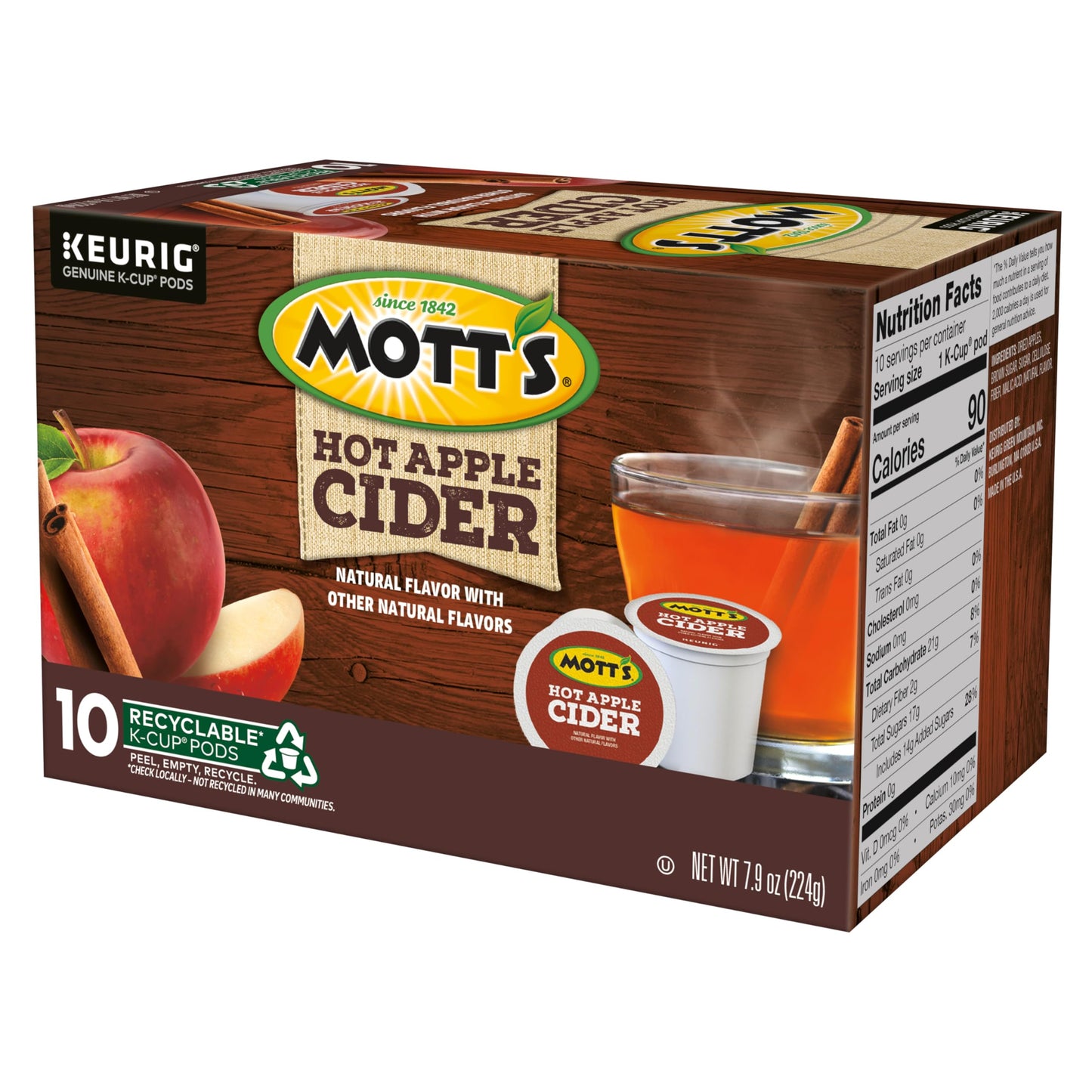 Keurig Motts Hot Apple Cider, 60 Count (6 Packs of 10), Ideal for Warm Beverages