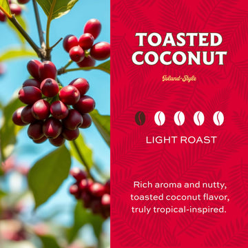 Lion Coffee Toasted Coconut Flavored Light Roast Whole Bean Coffee, 24 Ounce Bag