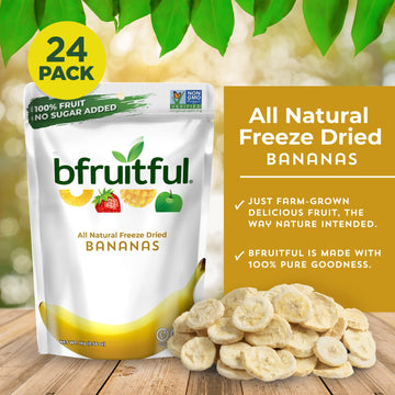 Bfruitful Freeze-Dried Banana, Freeze Dried Fresh Fruit Bites, Gluten Free, Vegan, Dairy Free, Kosher, No Sugar Added, Non Gmo,
