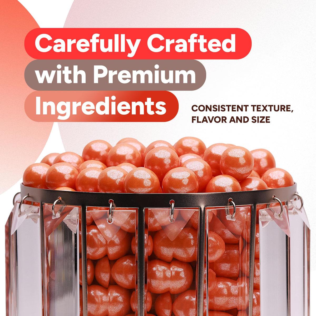 Crafty Confections Shimmer Gumballs - Orange Bubble Gum 3.5 oz - Party Favors & Sweet , 16mm, Shimmer Powder Orange