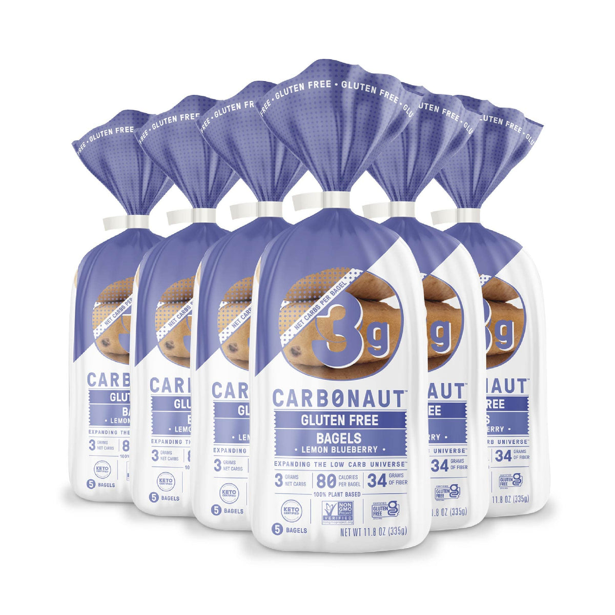 Carbonaut Gluten Free Bagels, Low Carb Bagels, Keto Bread, Keto-Certified Food, Snack, Meals, Non-GMO, Vegan Bagels 6 Pack (Lemo