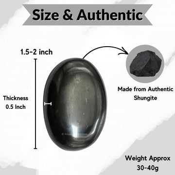 Shungite Palm Stone - Massage Worry Stone For Natural Body Chakra Balancing, Reiki Healing And Crystal Grid
