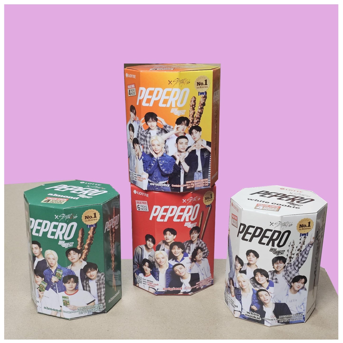 Pepero x K-POP Star Stick Chocolate Variety Snack Gift Box (4 Combo)
