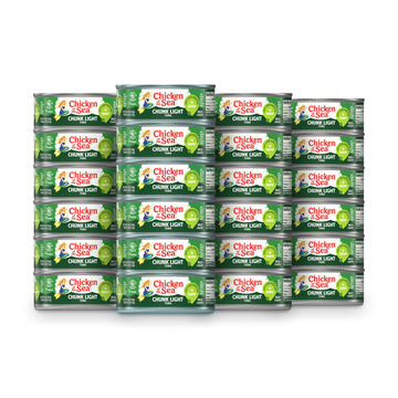 Chicken of the Sea Chunk Light Tuna in Water, Wild Caught Tuna, 25% Less Sodium, 5-Ounce Cans (Pack of 24)