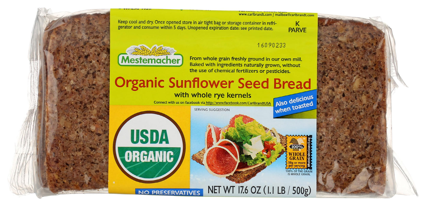 Mestemacher, Bread Sunflower Seed Organic, 17.6 Ounce