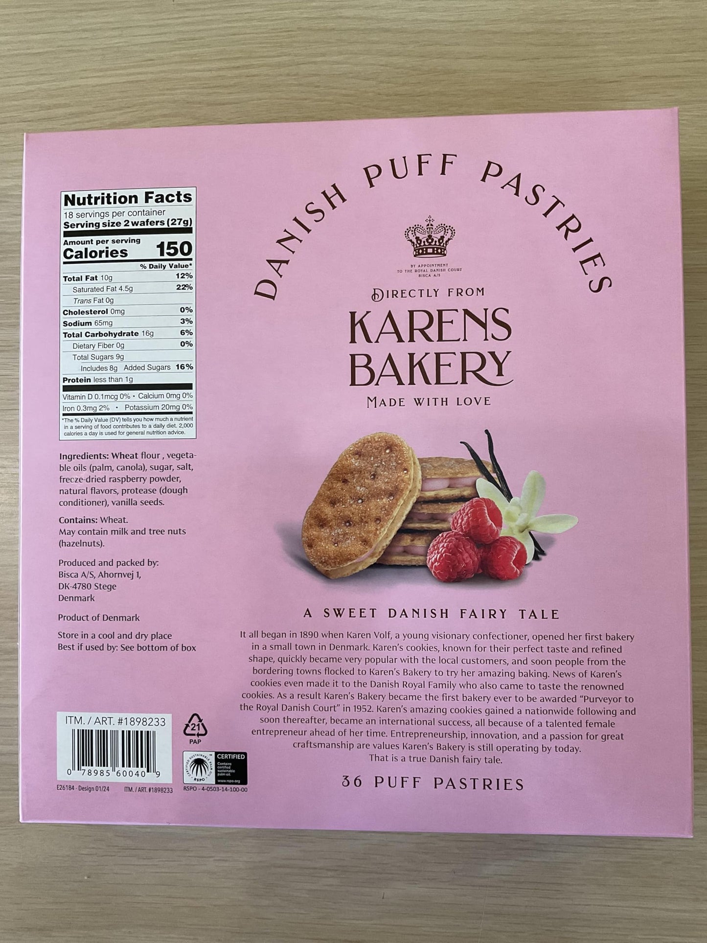 Karen Bakery Danish Puff Pastries Net Wt 16.9 Oz (1 Pack, Raspberry)