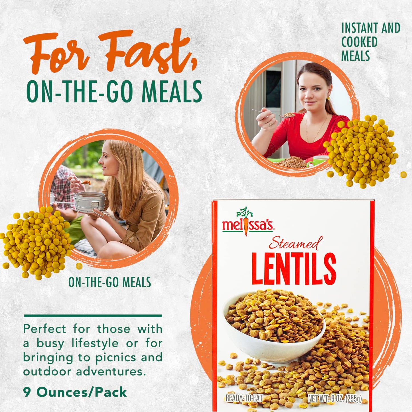 Melissa'S Steamed Lentils, Pre-Cooked And Ready To Eat Lentils, Non-Gmo And Shelf Stable, (3 Pack)