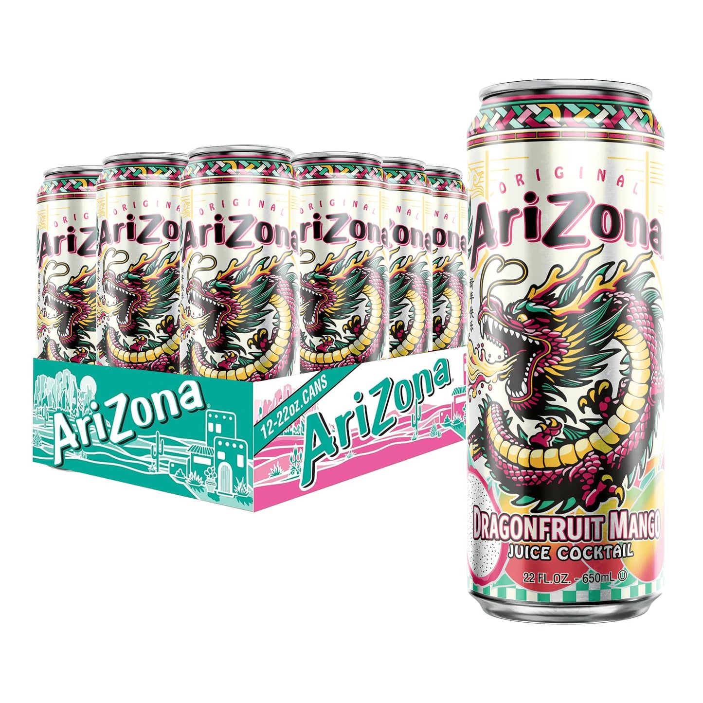 Arizona Dragon Fruit Mango Fruit Juice Drink - Big Can 22 Fl Oz (Pack Of 12)