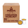 Don Franciscos Cinnamon Hazelnut Medium Roast Coffee Pods - 55 Count, Recyclable, Compatible with K-Cup Keurig Coffee Makers