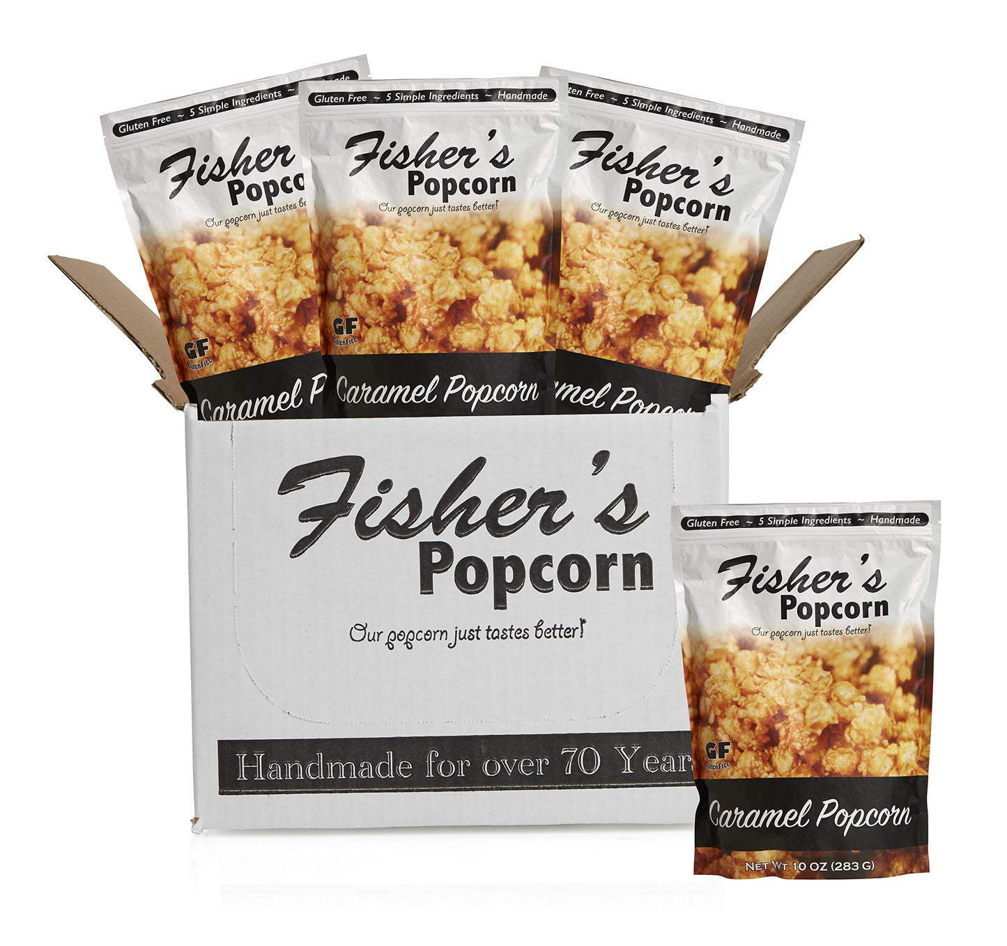 Fishers Popcorn | Caramel Flavor | 10oz Bag | 4-Pack
