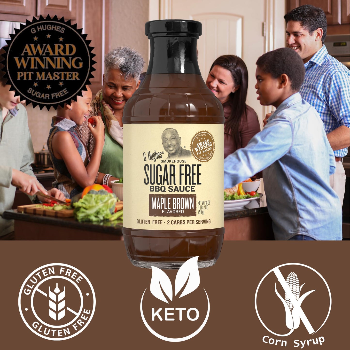 G Hughes Sauce Bbq Sf Maple Brwn