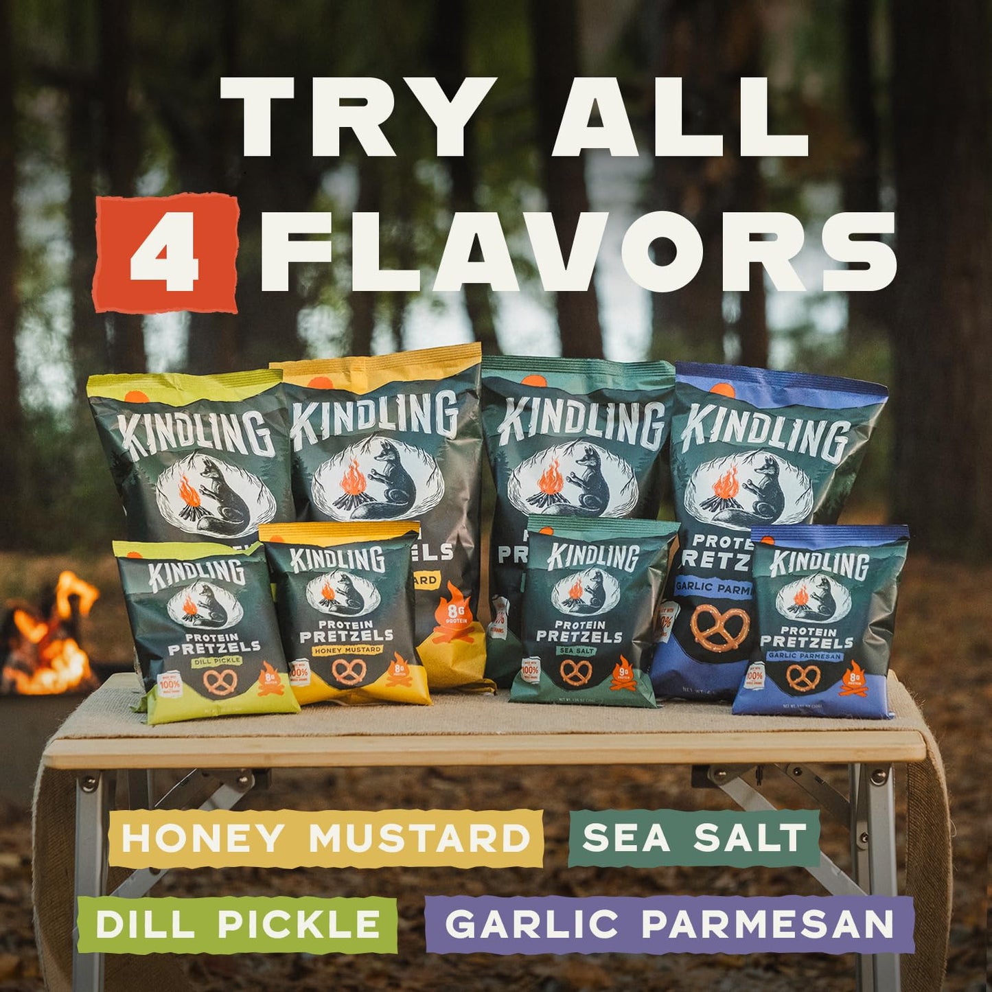 Kindling Protein Pretzels - Garlic-Parmesan | Protein-Packed Snack Size Bags | Kosher | 8-9g Protein Per Serving | No Artificial