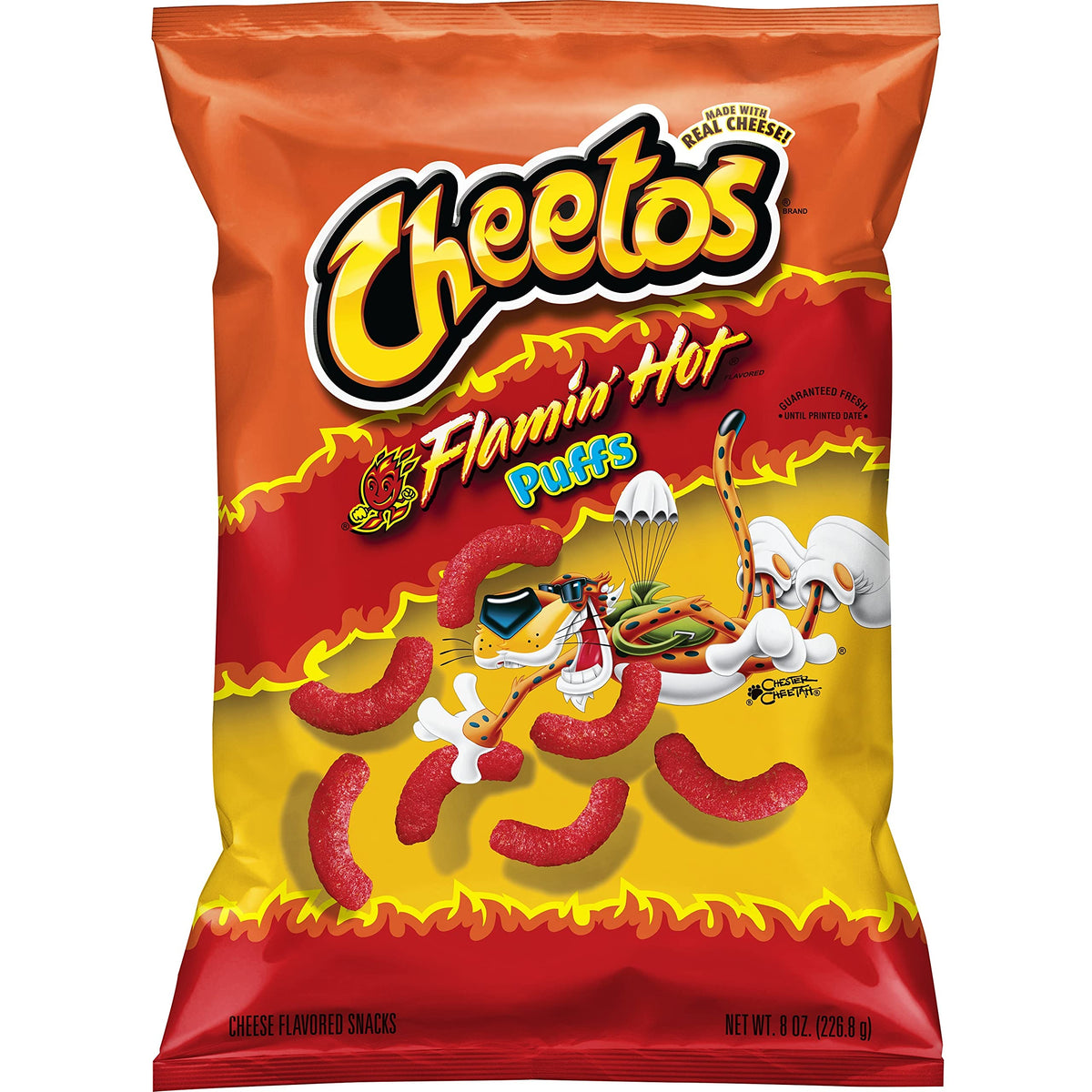 Flamin Hot Puffs Cheese Flavored Snacks 8.5 oz (Pack of 3)