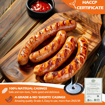 Natural Sheep Sausage Casing,Edible Casings For Sausage Making,Grade A, Pre-Tubed,Great For Snack Sticks,Italian Sausage,Hot Dog