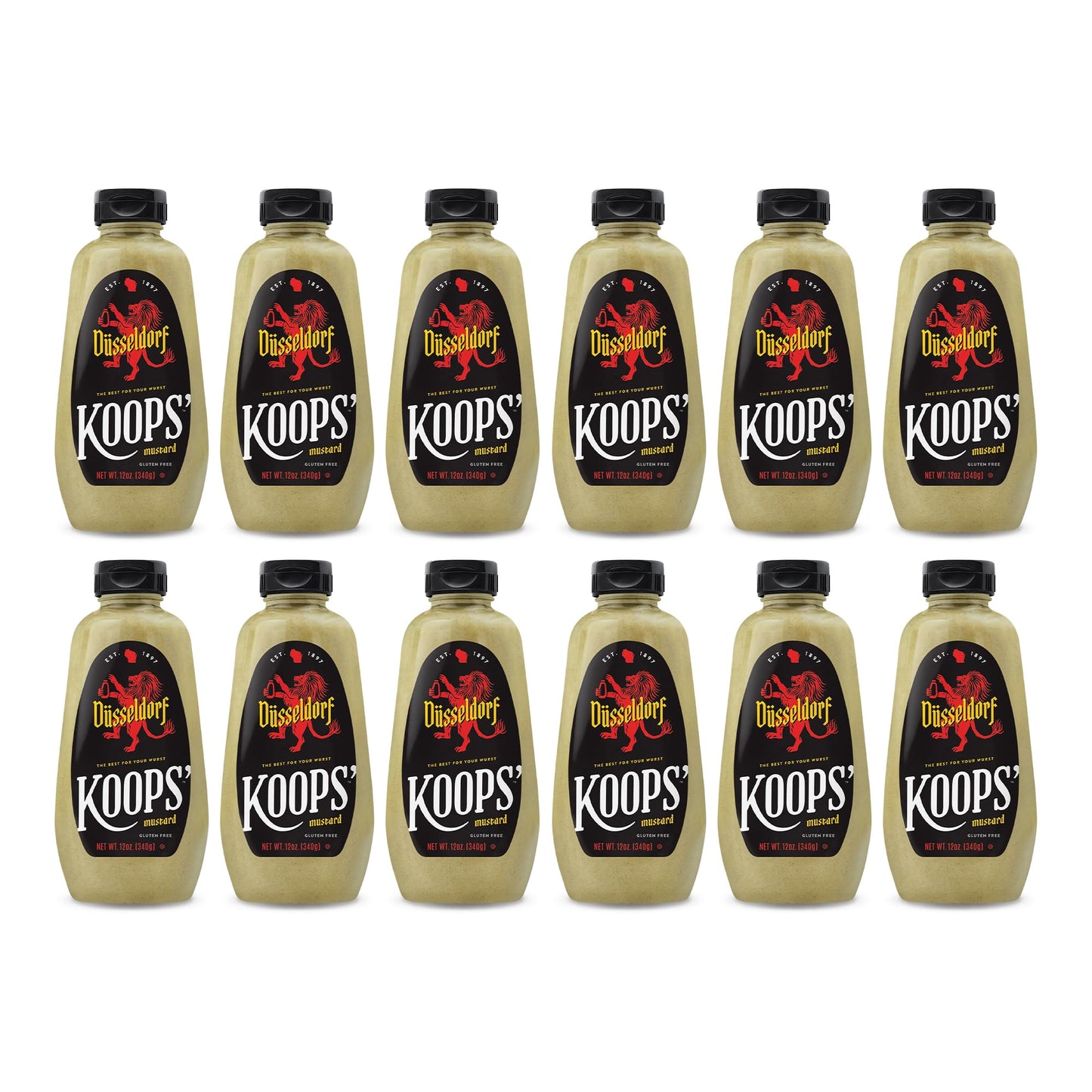 Koops Dsseldorf Mustard, 12 oz. Bottle, 12-Pack