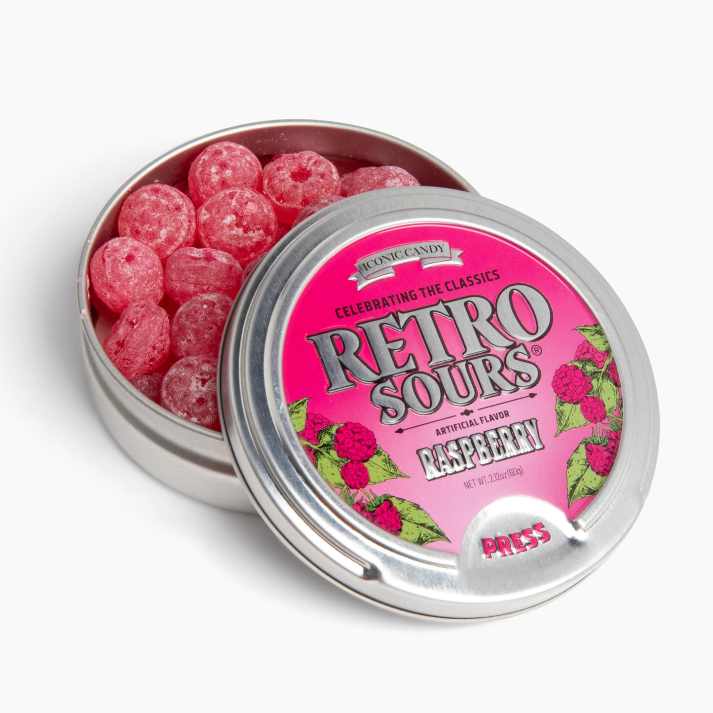 Retro Sours | Hard Tangy Candy | Brought To You By Iconic Candy (8, Raspberry)