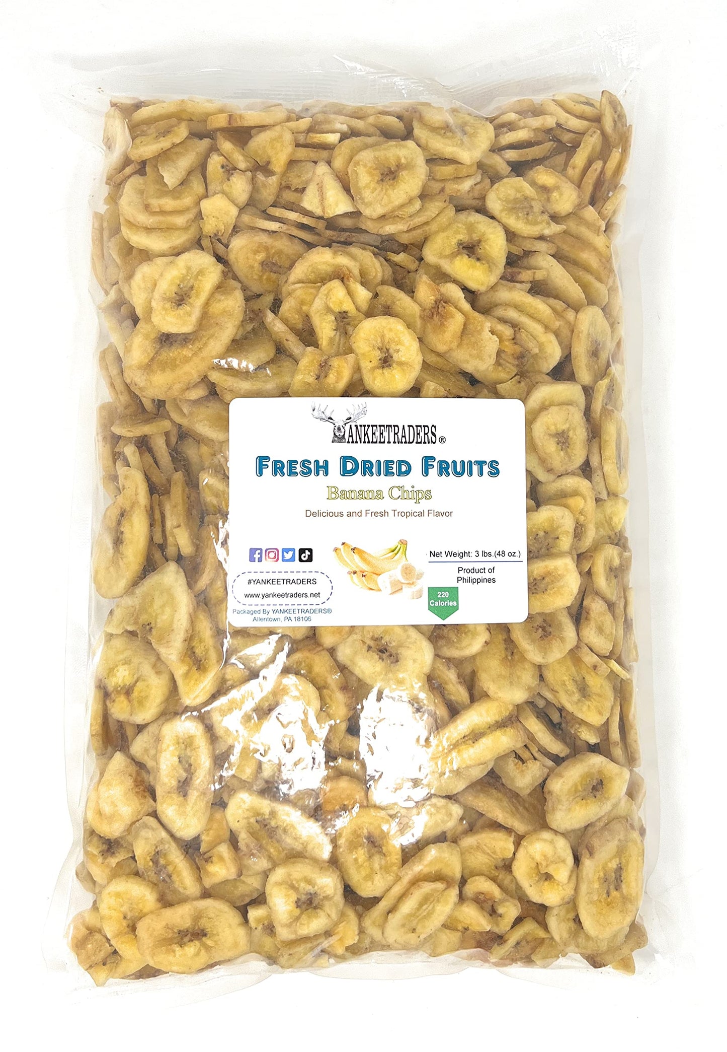 Dried Banana Chips, Yankee Traders Brand - 3 Lbs.
