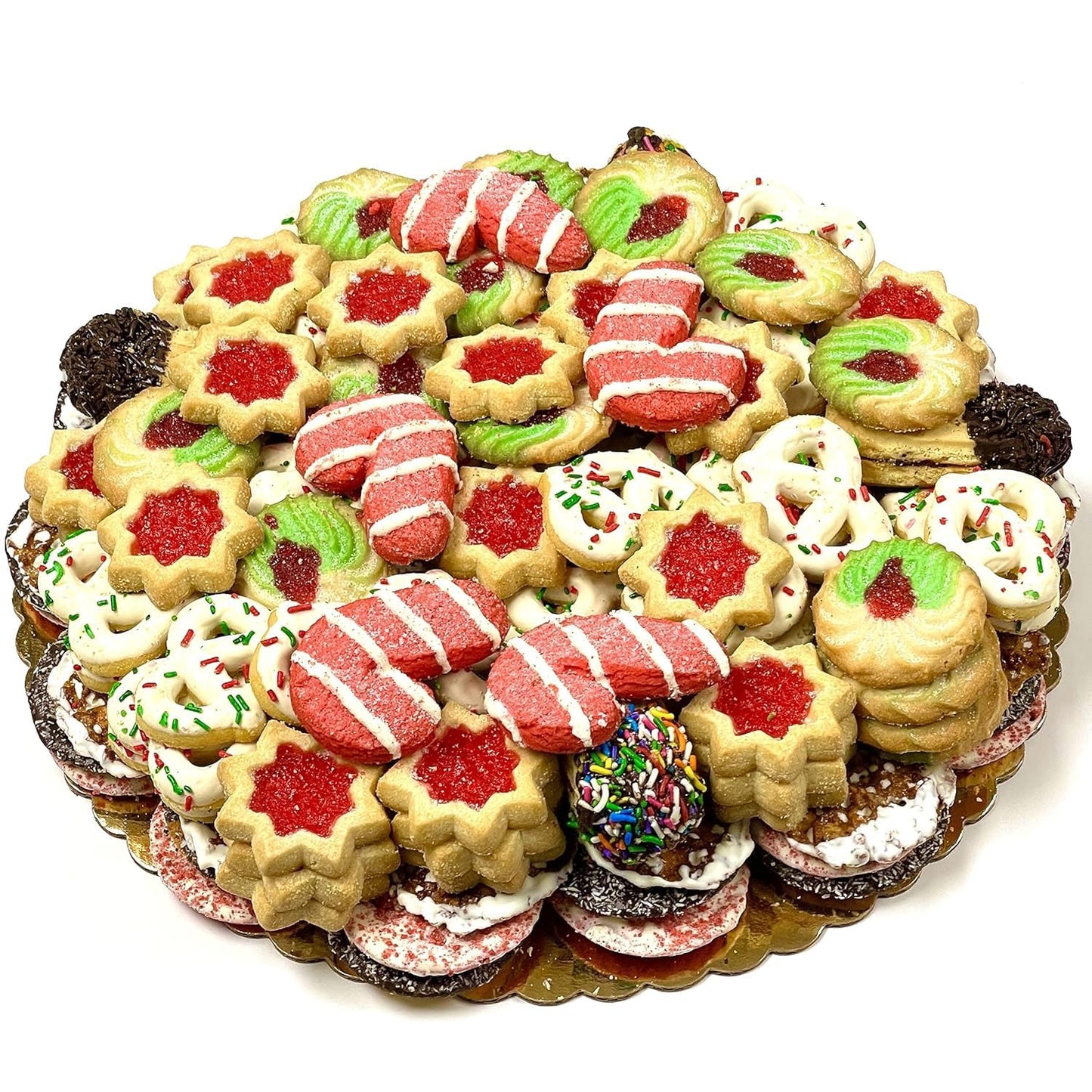 RawJoy Gourmet Christmas Cookies Platter with 125+ Cookies, Christmas Gift Baskets, Assotment Cookies for gift pack 5 lb